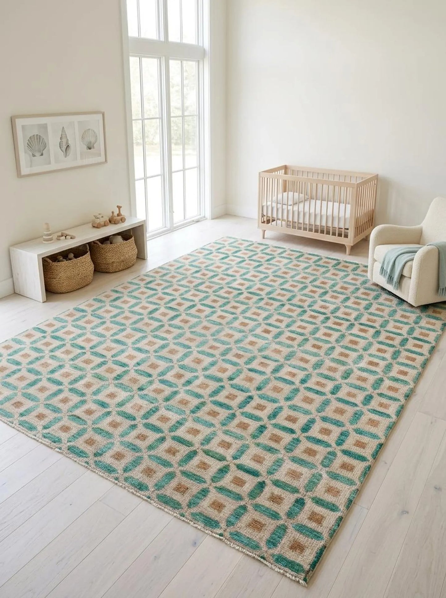 Hand Knotted Wool Oushak Rug Turkish Area Rug