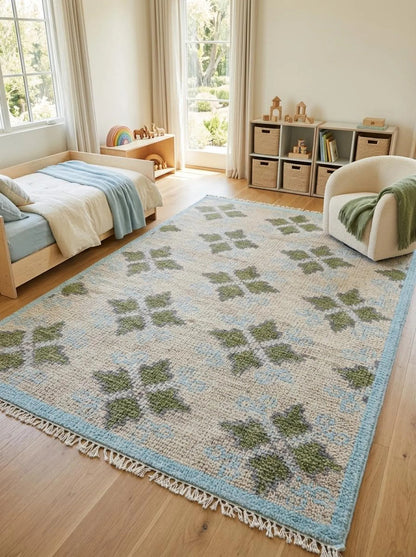 Handcrafted Geometric Floor wool  oushak Carpet