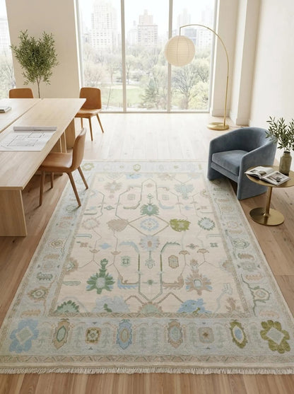 Earth Tone Heritage Hand Knotted Oushak Rug