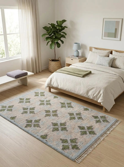 Handcrafted Geometric Floor wool  oushak Carpet