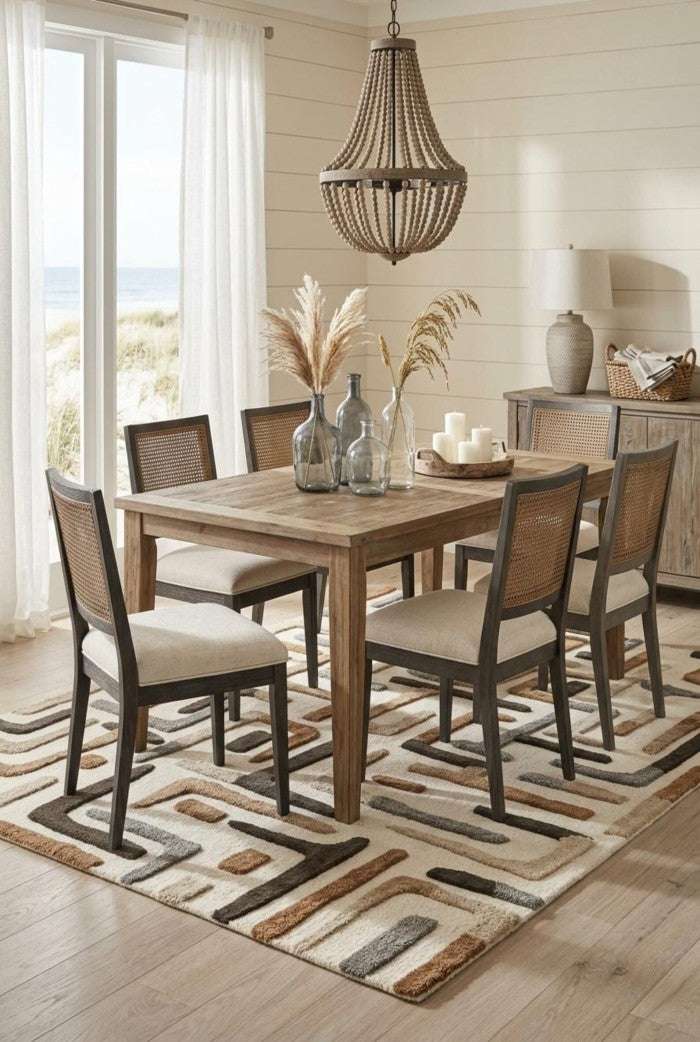 Hand Tufted Wool Carpet, Abstract Line Pattern Rug, Neutral Tone Area Rug
