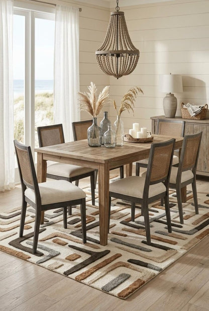 Hand Tufted Wool Carpet, Abstract Line Pattern Rug, Neutral Tone Area Rug