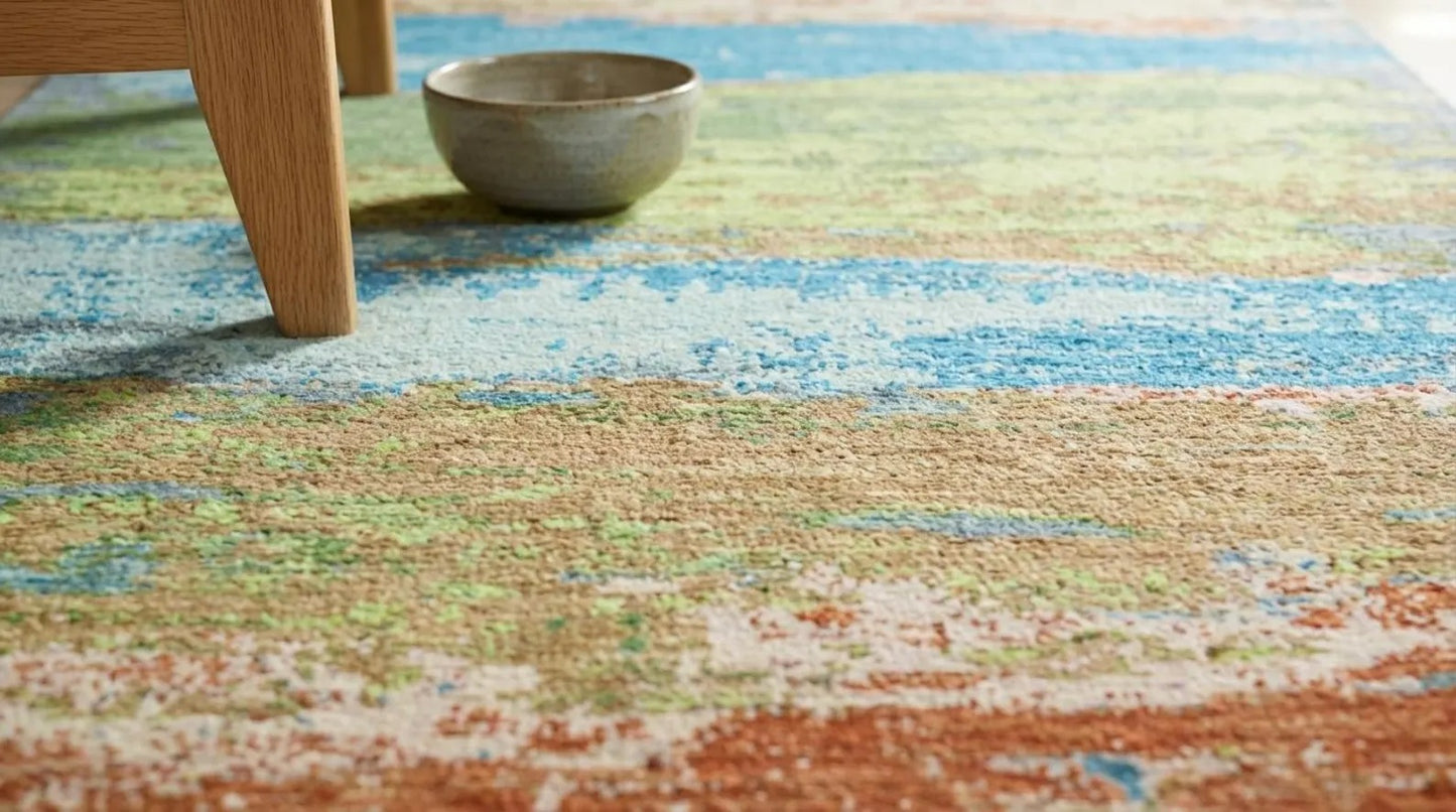 Handcrafted Contemporary Watercolor Carpet for Living Room