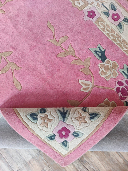Pink Heritage Floral Handmade Wool Tufted Rug