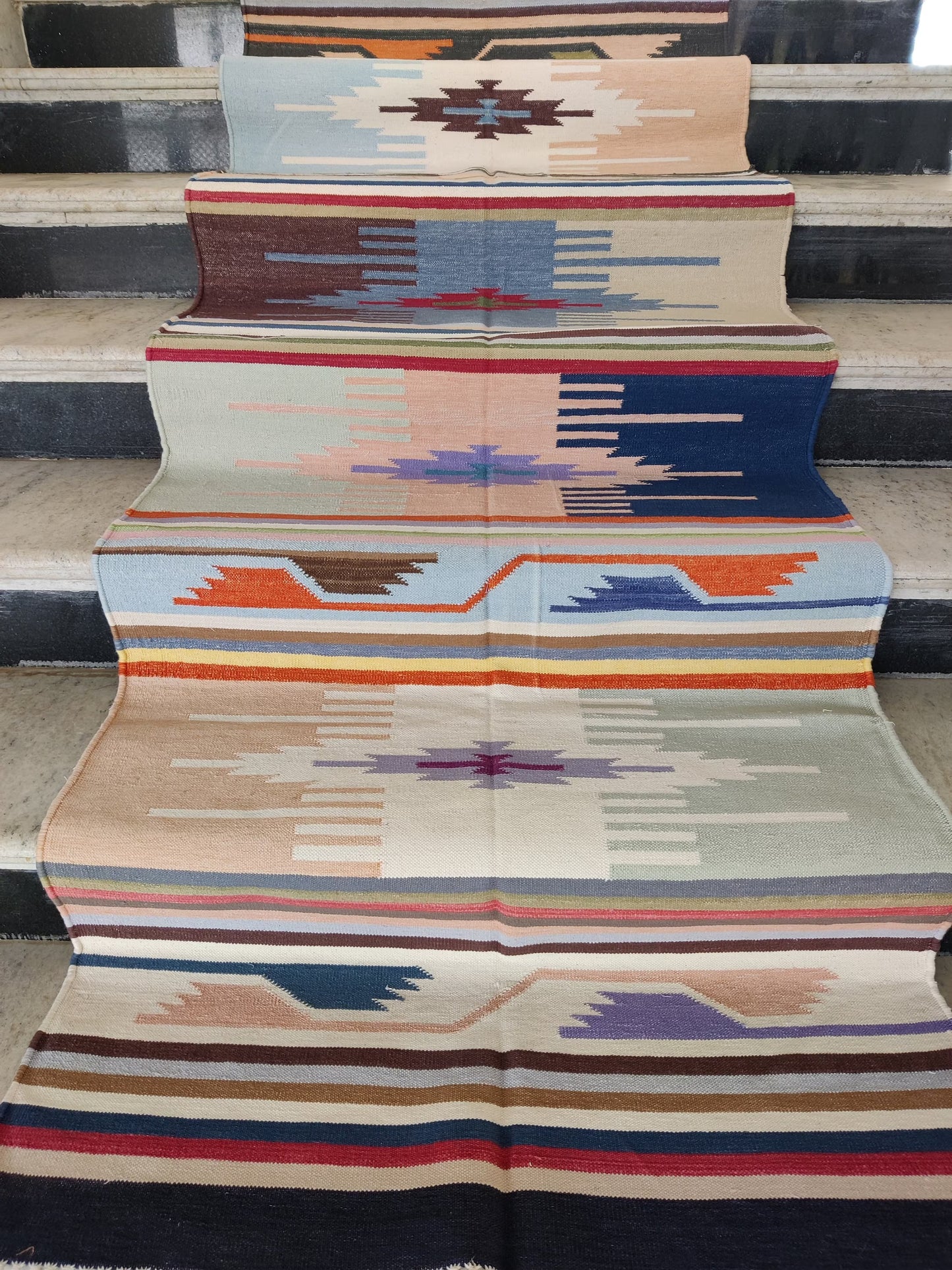 Multicolor Cotton Runner, Handwoven Cotton Rug Runner