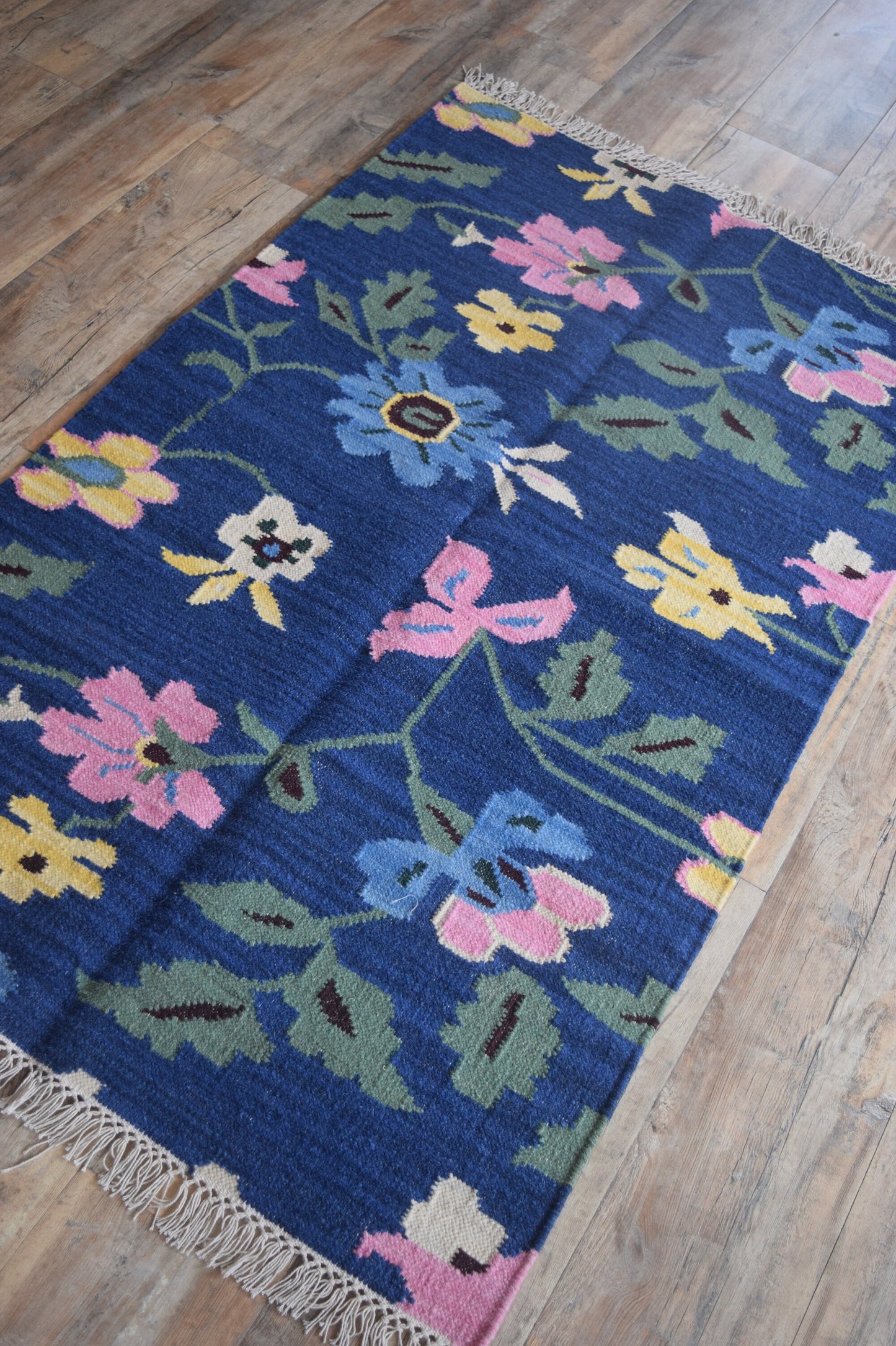 Royal Orchid Meadow Traditional Indian Folk Art Area Rug