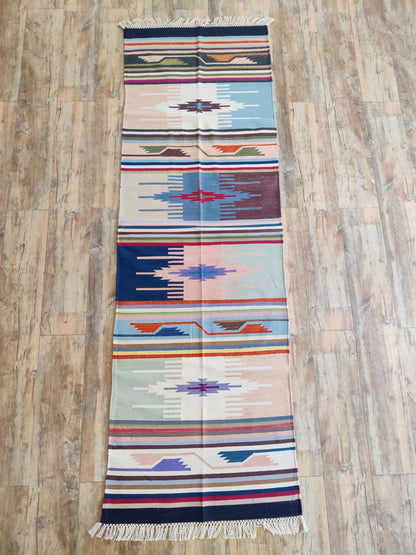 Multicolor Cotton Runner, Handwoven Cotton Rug Runner