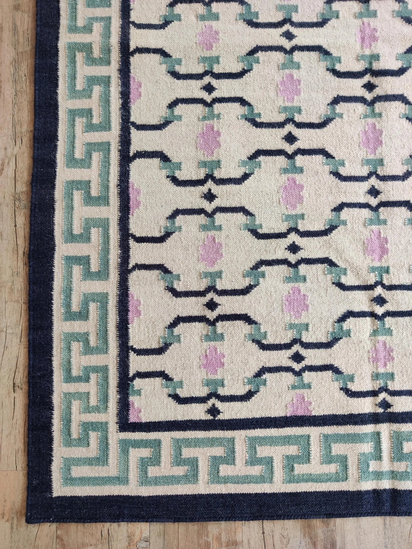 Classic Pastel Totem Handwoven Cotton Wool Dhurrie