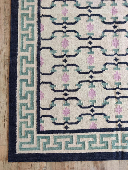 Classic Pastel Totem Handwoven Cotton Wool Dhurrie