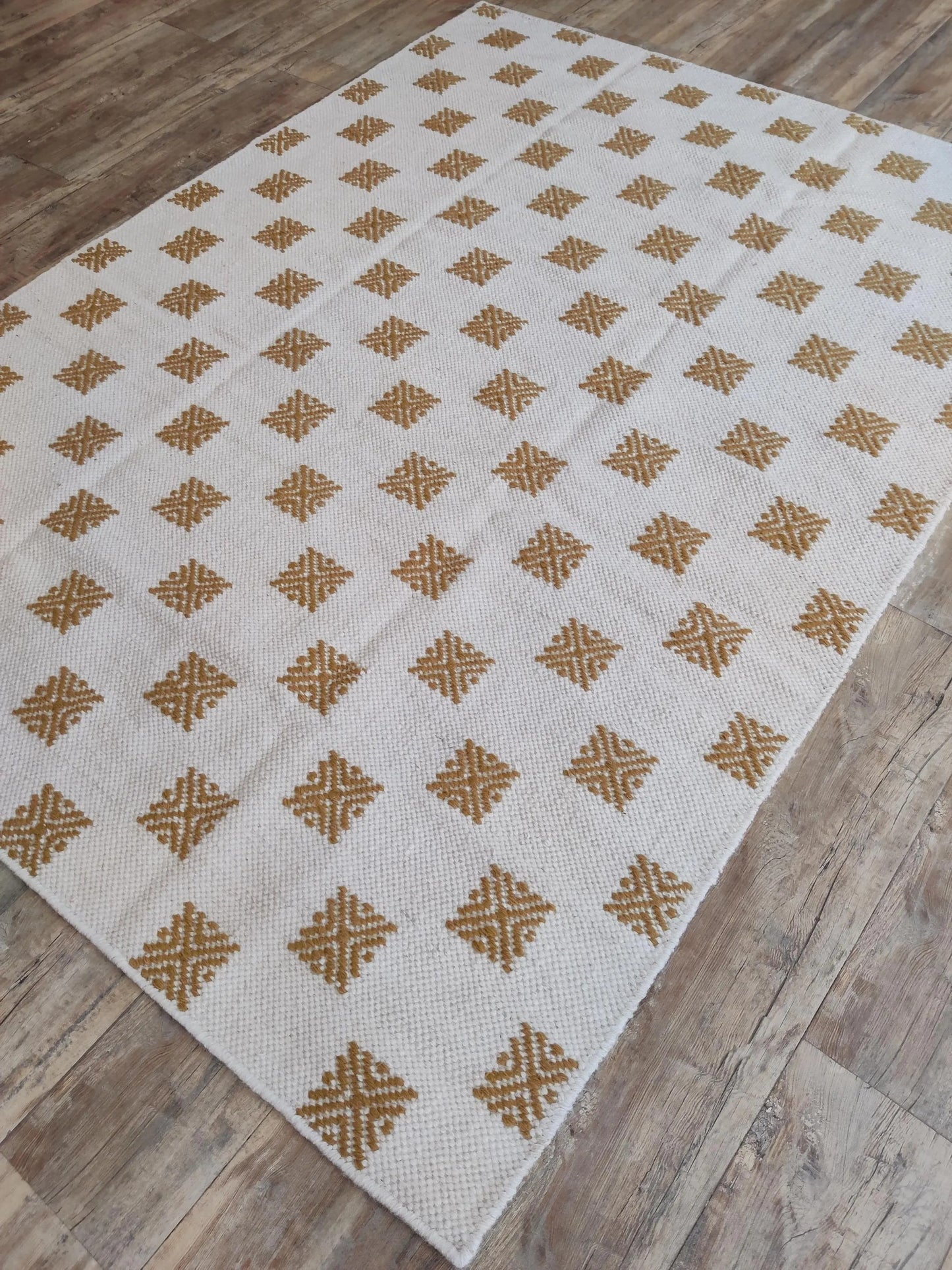 Mustard Pixel Starburst Geometric Rug