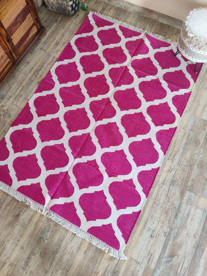 Magenta & Ivory Geometric Trellis Lattice Design