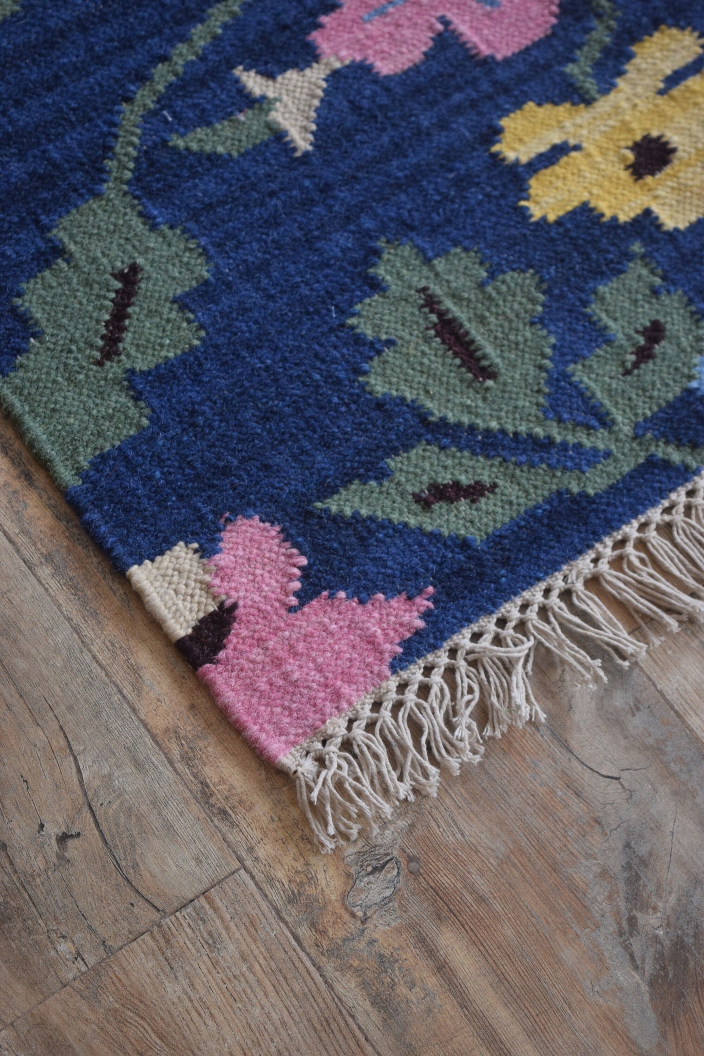Royal Orchid Meadow Traditional Indian Folk Art Area Rug
