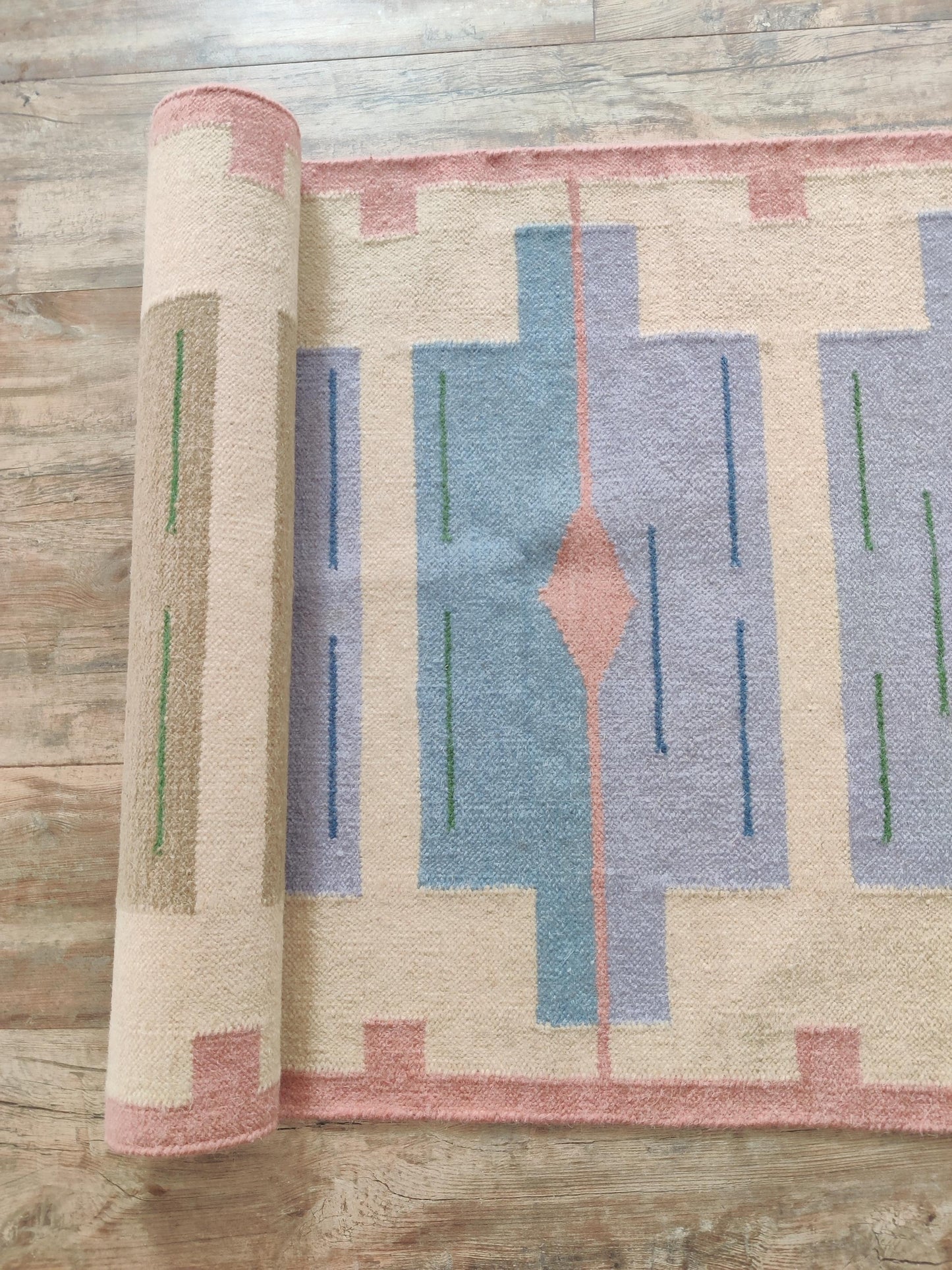 Handwoven Wool Kilim Runner Geometric Stair Rug