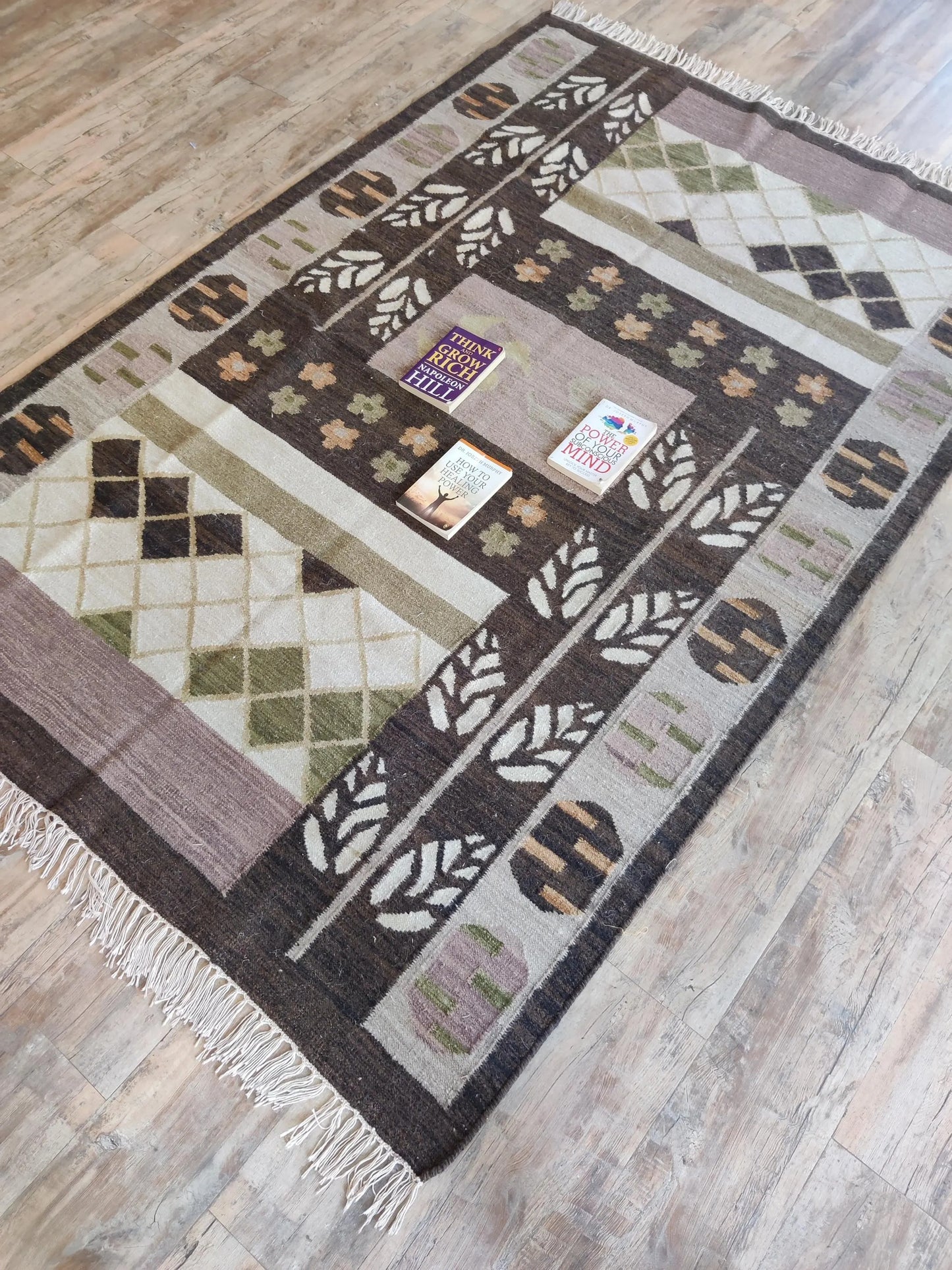 Earth Tone Geometric and Tribal Motif Area Rug
