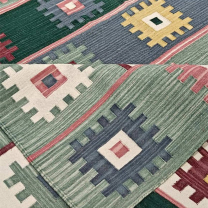 Multicolour Geometric Pixel Medallion Design Rug