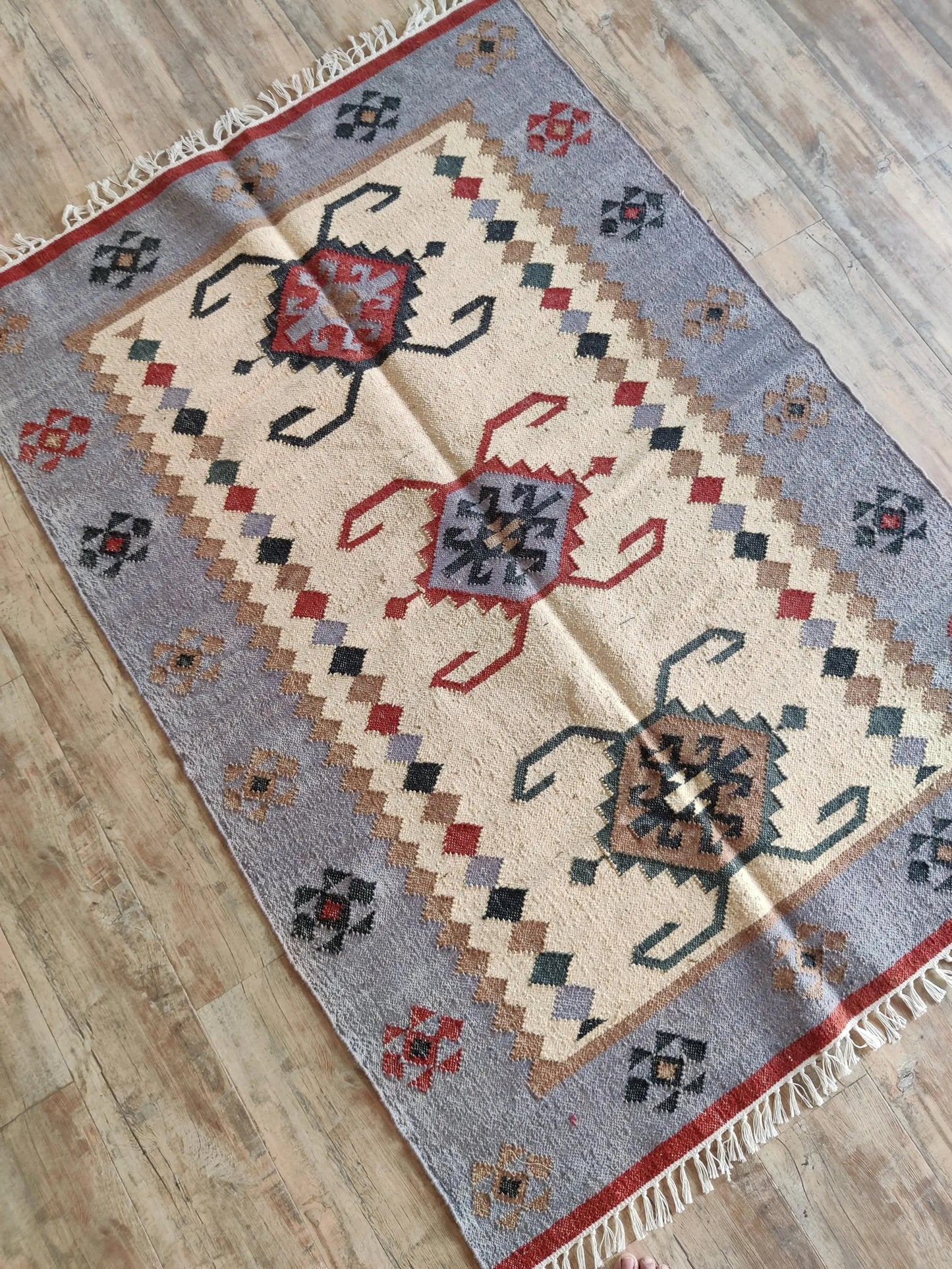Slate Tribal Medallion Heritage Antique Rug