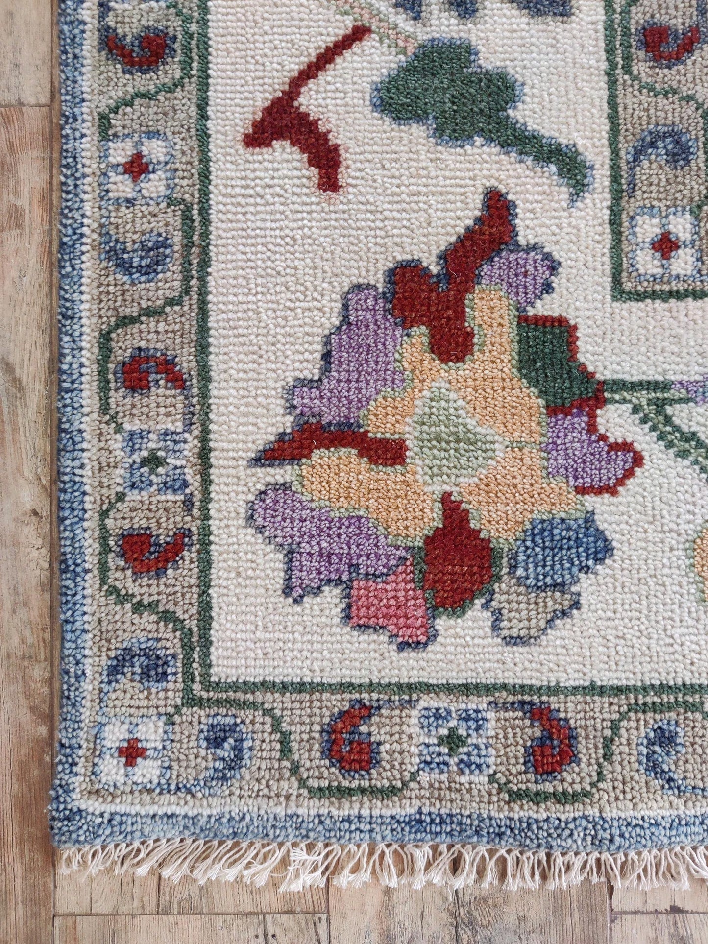 Hand Knotted Oushak Denim Blue & Cream Wool carpet