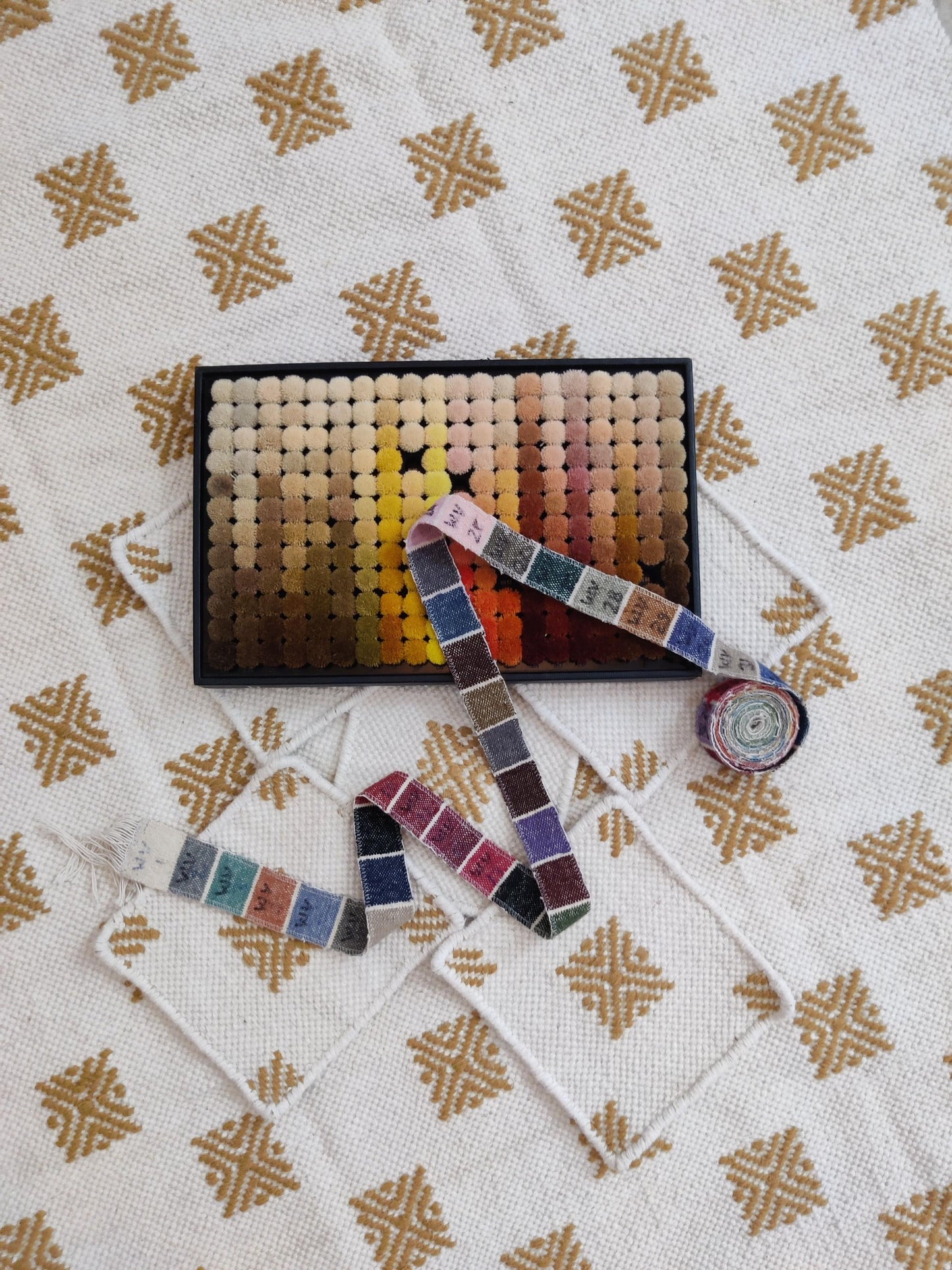 Mustard Pixel Starburst Geometric Rug
