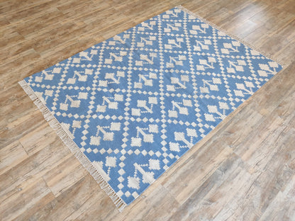 Cornflower Diamond Pixel Handwoven Indian Rug Custom Size