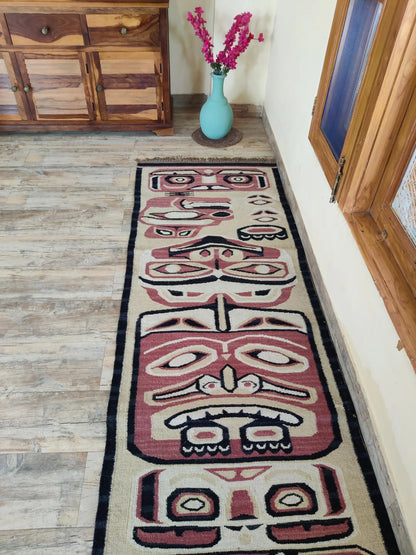 Handmade Kilim Dhurrie Rug, Motifs Oriental Traditional Runner