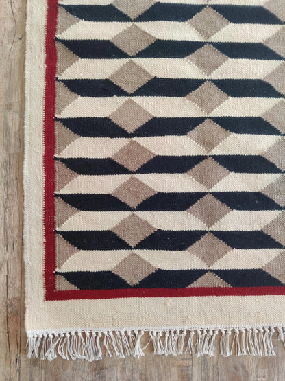 Kelim 3D Cube Handwoven Scandinavian Area Rug