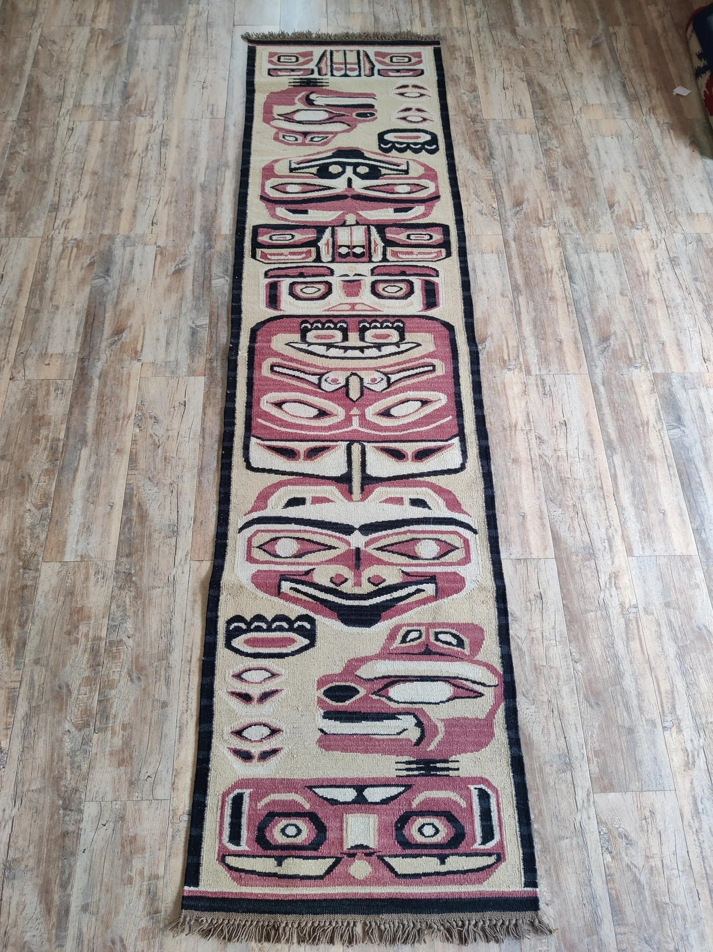 Handmade Kilim Dhurrie Rug, Motifs Oriental Traditional Runner