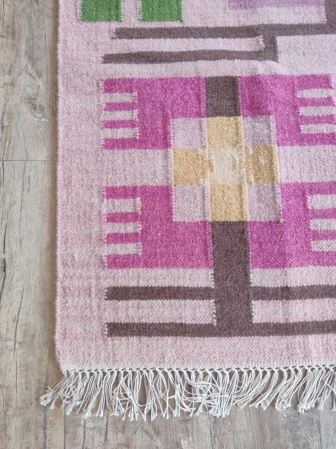Rose Lavender Heritage andwoven Eclectic Bohemian Kilim, Custom Size