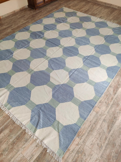 Modern Hexagon Geometric Wool Cotton Rug