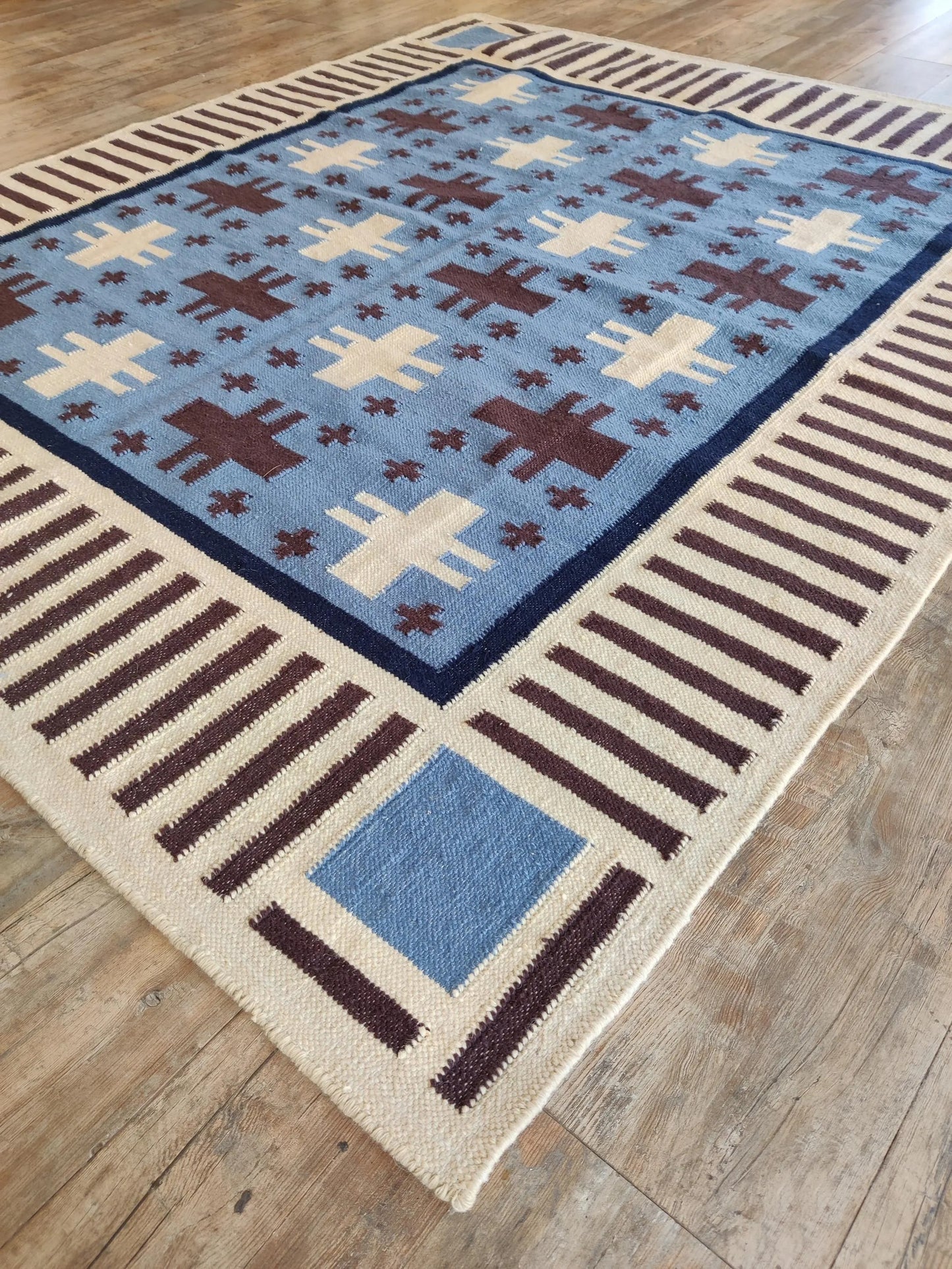 Southwestern Wool Cotton Flatweave Rug