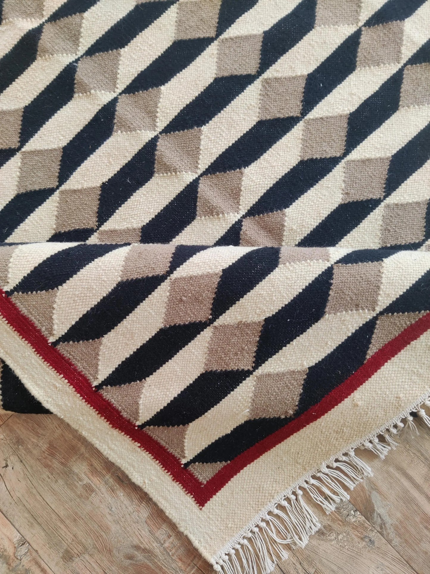 Kelim 3D Cube Handwoven Scandinavian Area Rug
