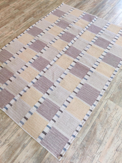 Pastel Checkerboard Horizon Pastel Grid Dhurrie Rug