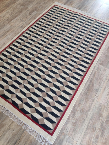 Kelim 3D Cube Handwoven Scandinavian Area Rug