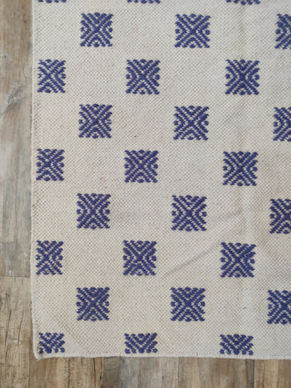 Violet Pixel Starburst Geometric Micro Motif Flatweave Area Rug