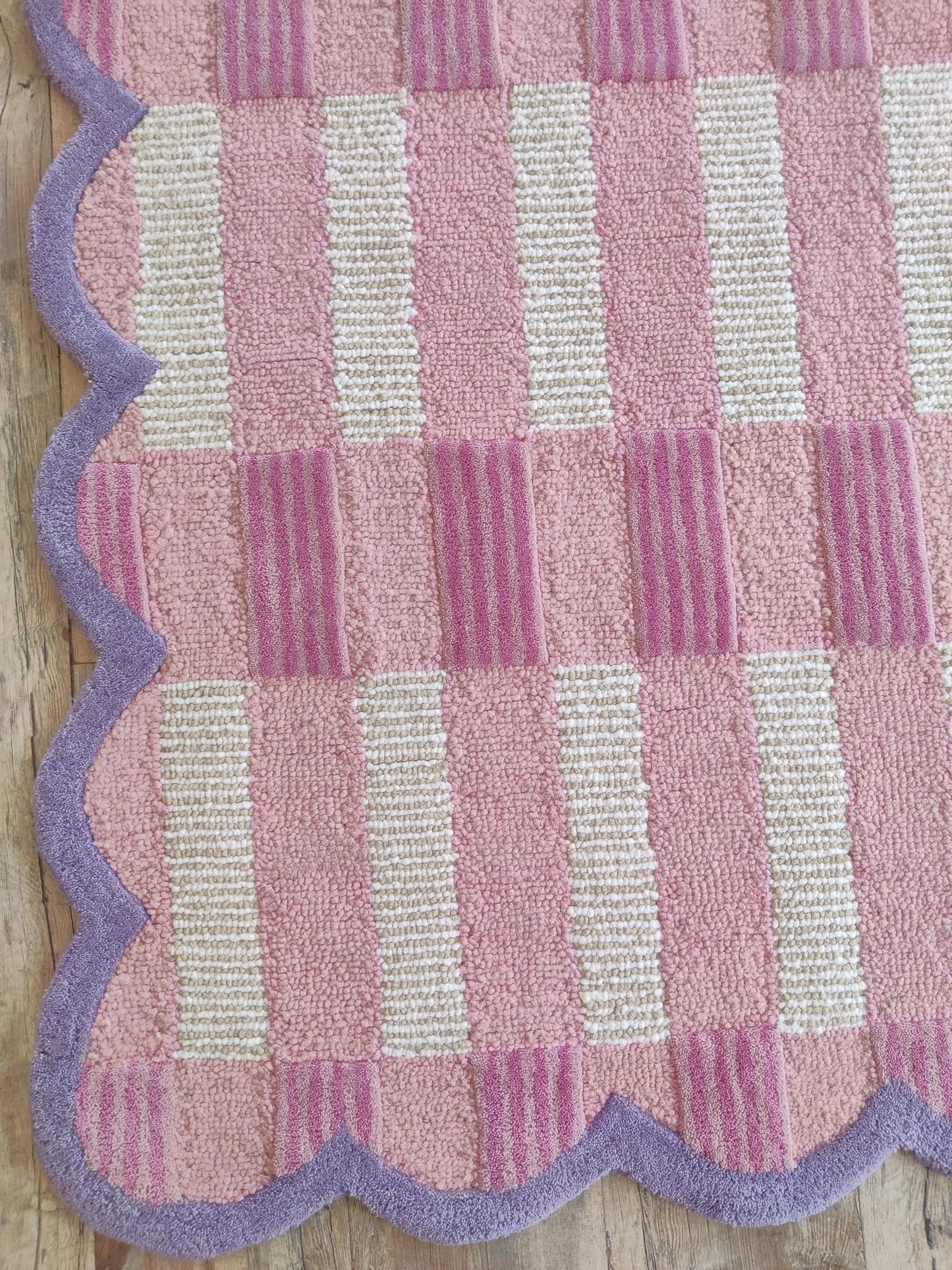 Blush Lavender Gingham Checkered Rug