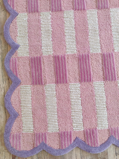 Blush Lavender Gingham Checkered Rug