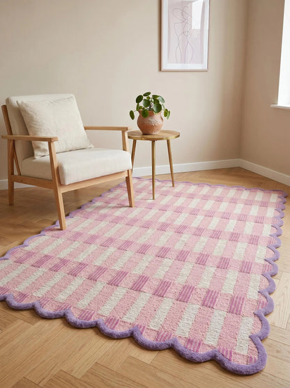 Blush Lavender Gingham Checkered Rug
