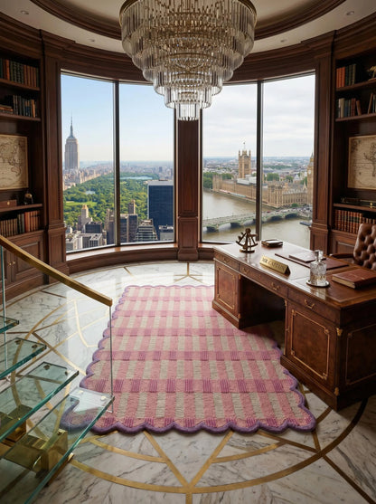 Blush Lavender Gingham Checkered Rug