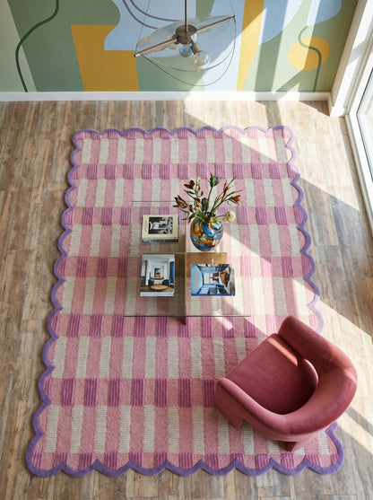Blush Lavender Gingham Checkered Rug
