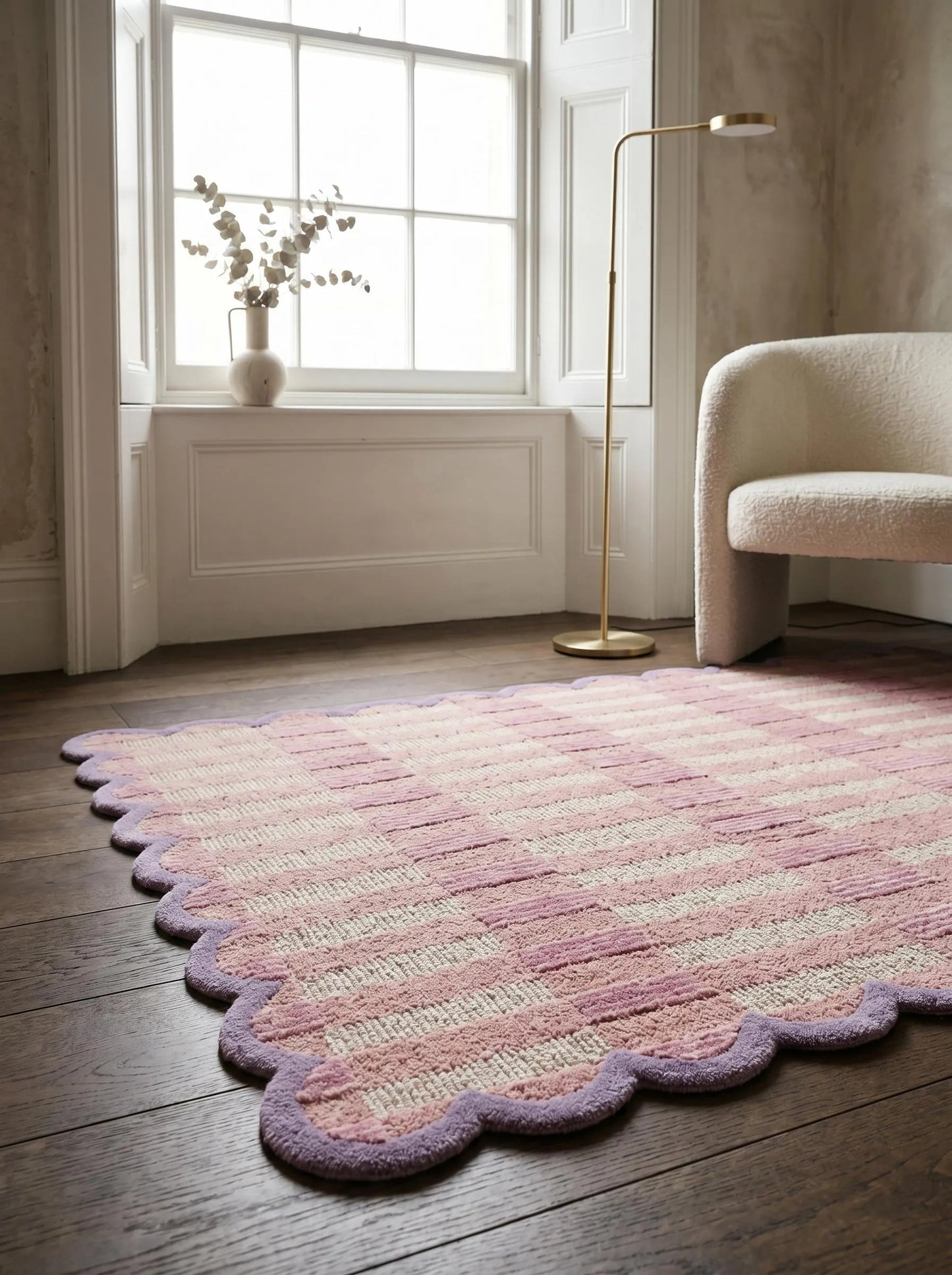 Blush Lavender Gingham Checkered Rug