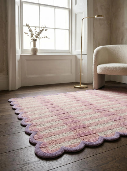 Blush Lavender Gingham Checkered Rug