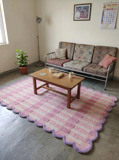 Blush Lavender Gingham Checkered Rug