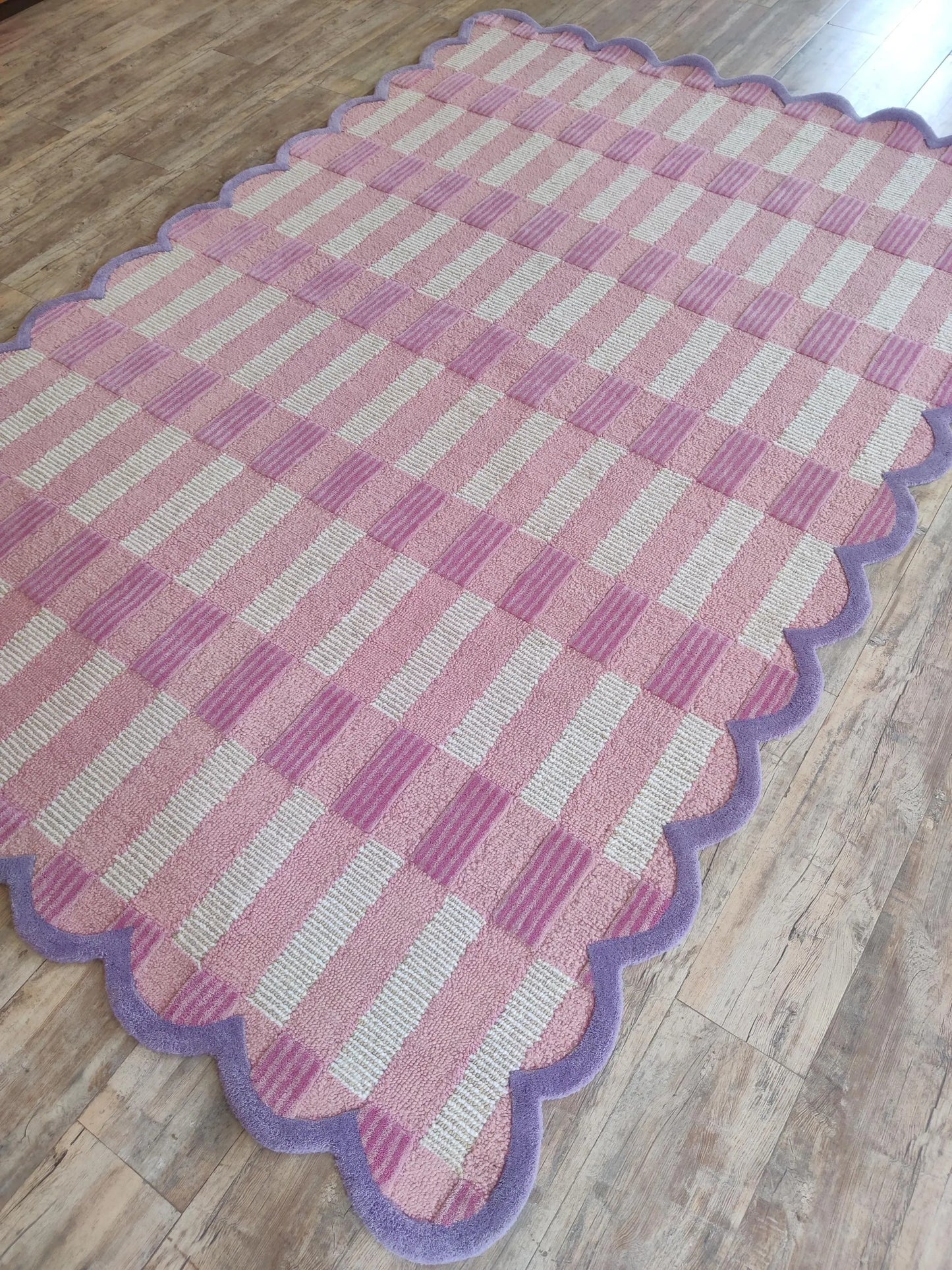 Blush Lavender Gingham Checkered Rug