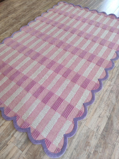 Blush Lavender Gingham Checkered Rug