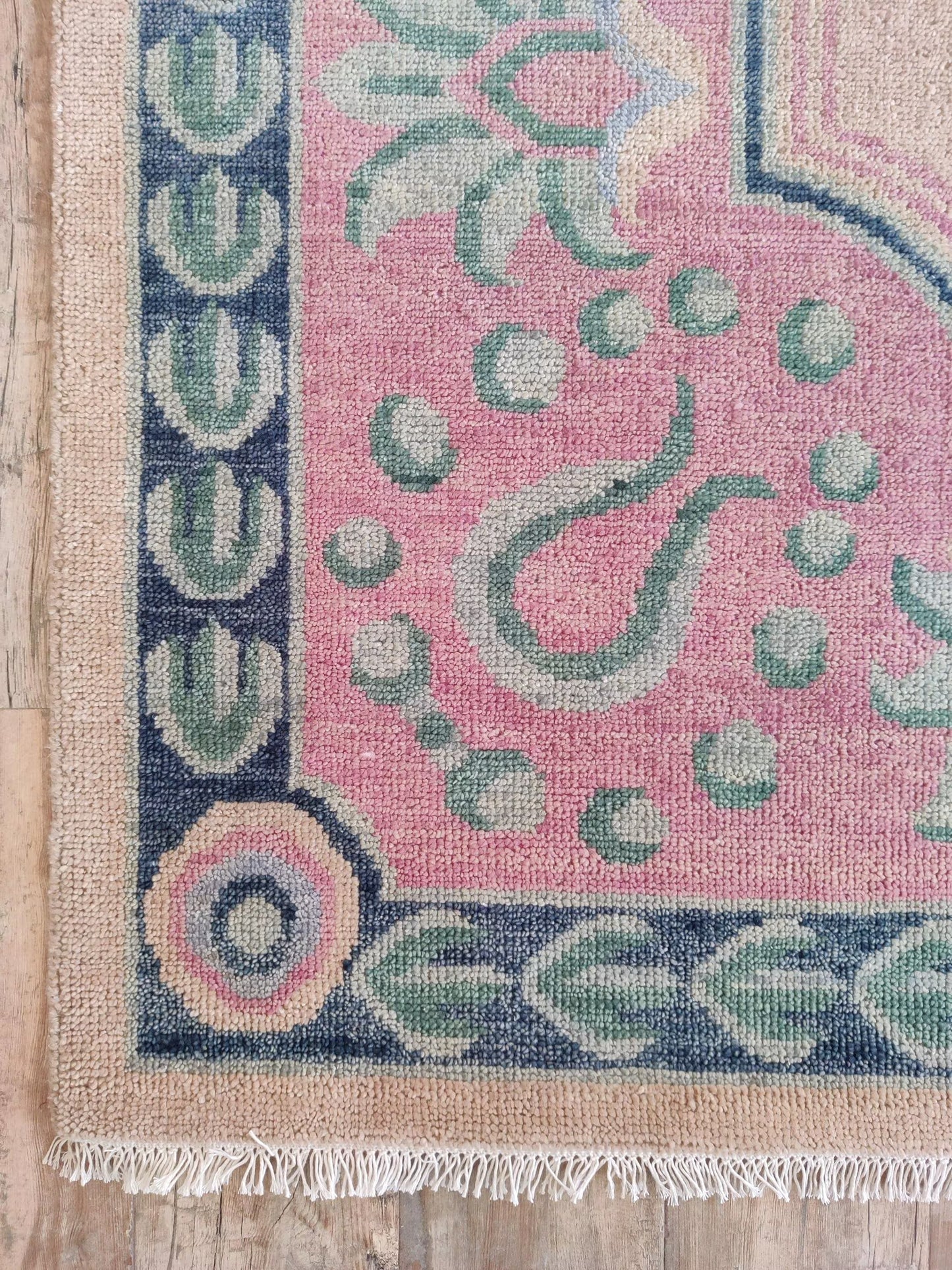Blush Laurel Medallion Blush Pink Hand Knotted Oushak Rug
