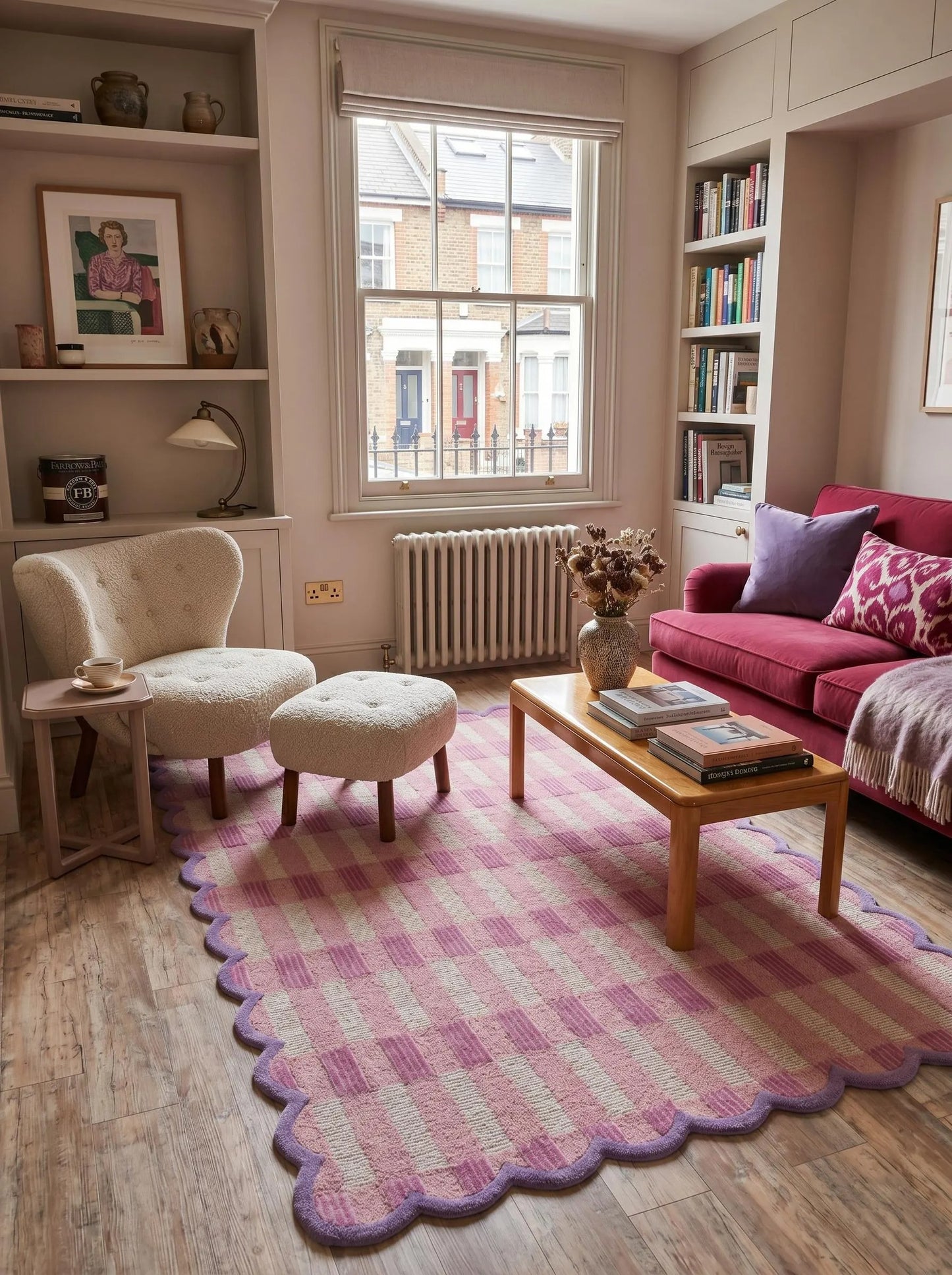 Blush Lavender Gingham Checkered Rug