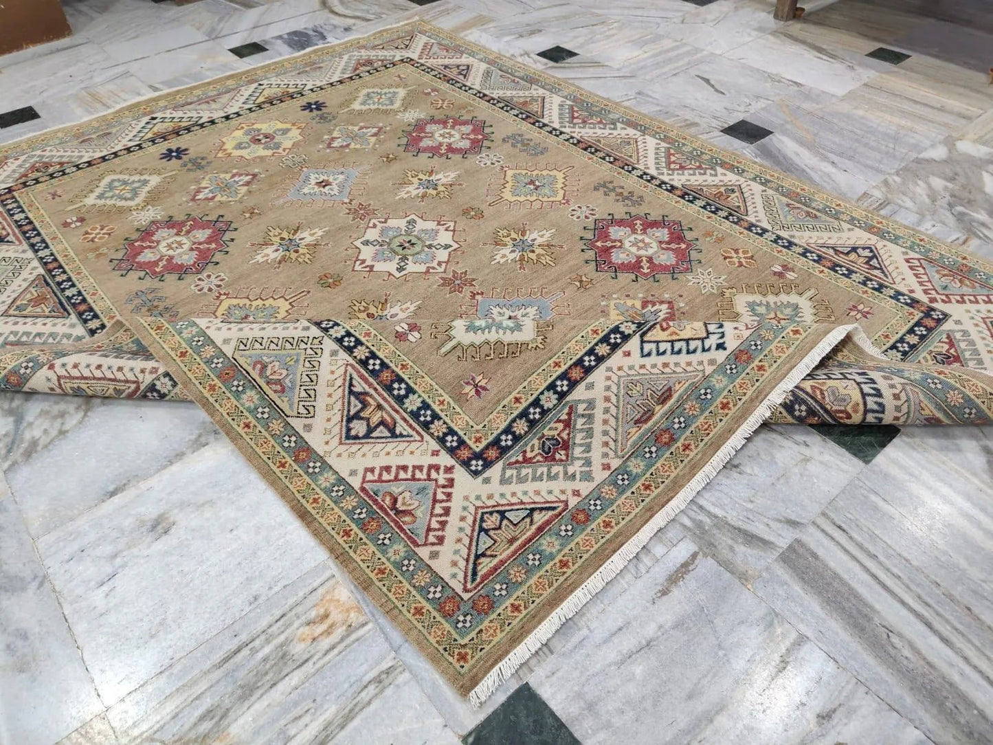 Multicolor Medallion Hand Knotted Wool Rug