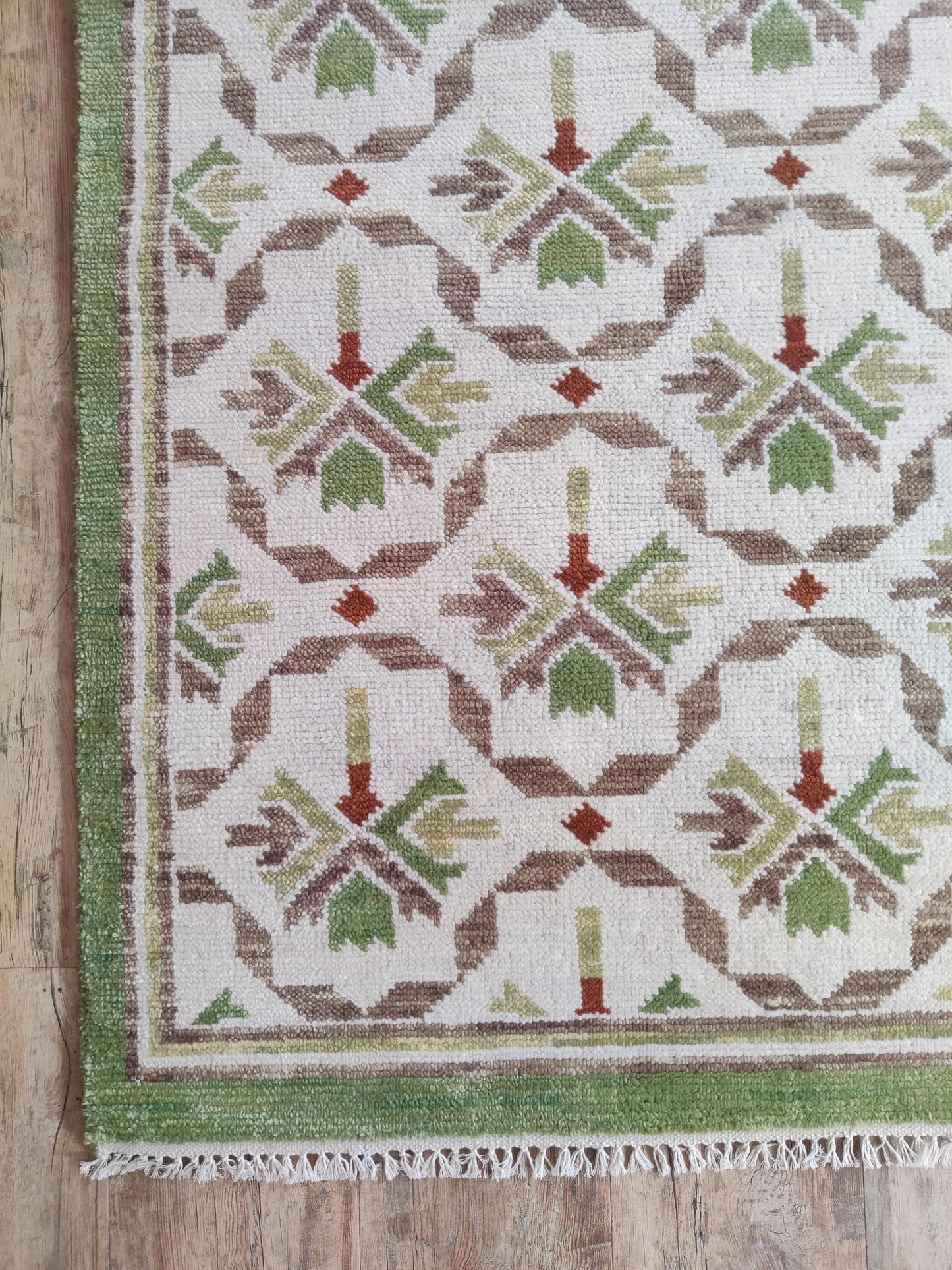 Olive Trellis Lattice Sage Green & Cream Oushak Rug
