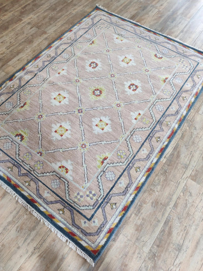 Luxury Blush Oushak Floor Rug for Living Room Bedroom