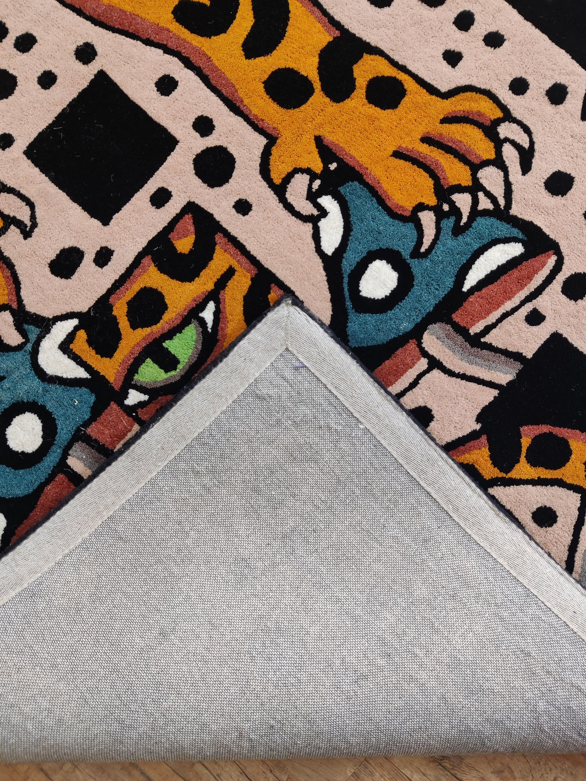 Hand-Tufted Wool Leopard Rug, Maximalist Animal Art Carpet