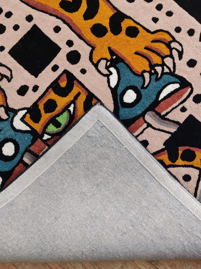 Hand-Tufted Wool Leopard Rug, Maximalist Animal Art Carpet